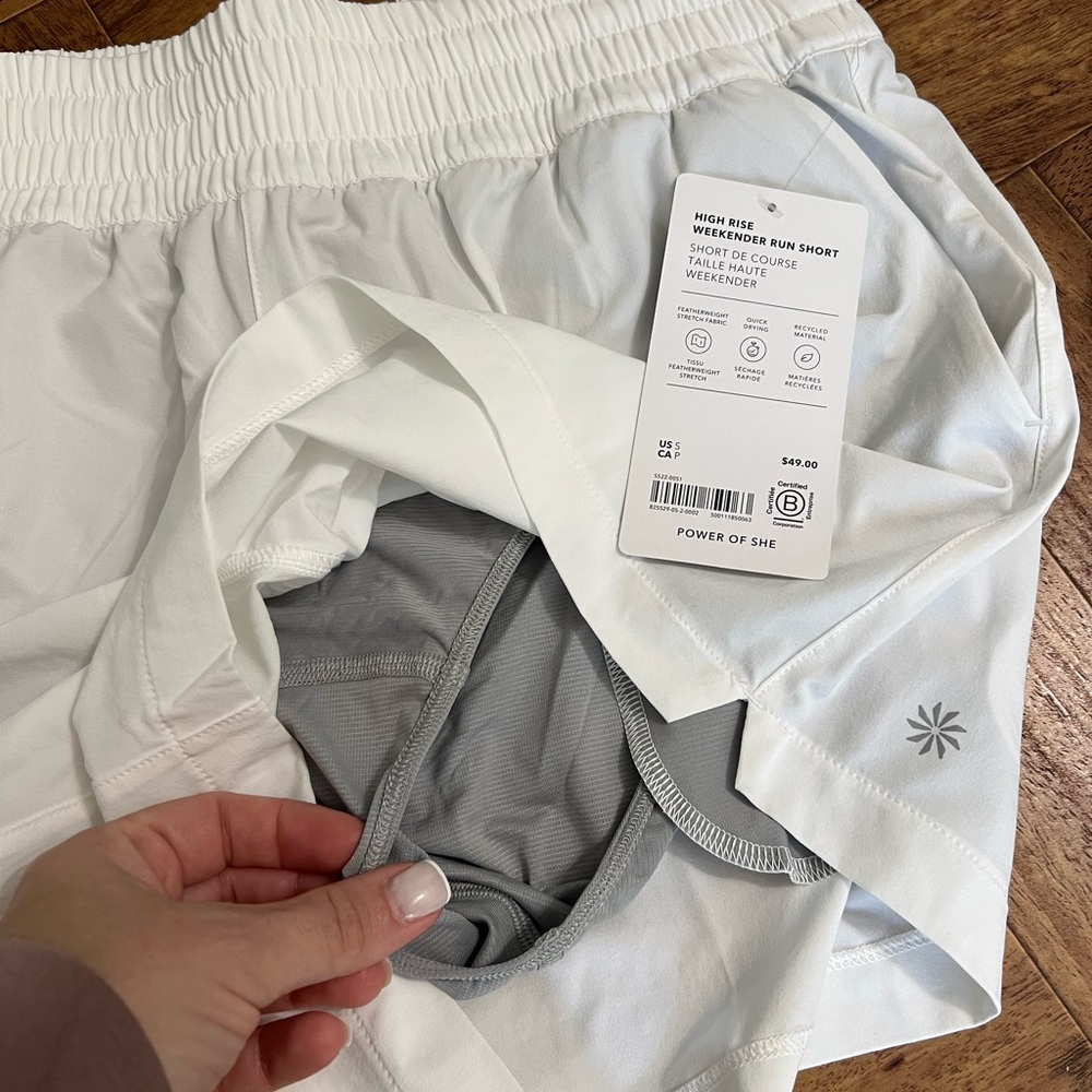 Athleta High Rise 3” Weekender Run Shorts - White